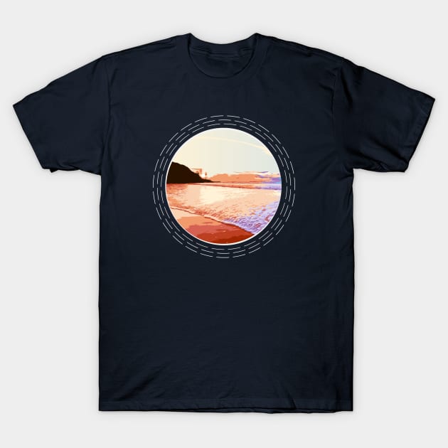 Sunny Summer Morning At The Beach Abstract Nature Art T-Shirt by Insightly Designs